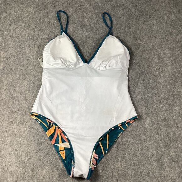 Womens Popvil Floral Print Patchwork Green One Piece Swim Suit Size XL - Picture 11 of 13